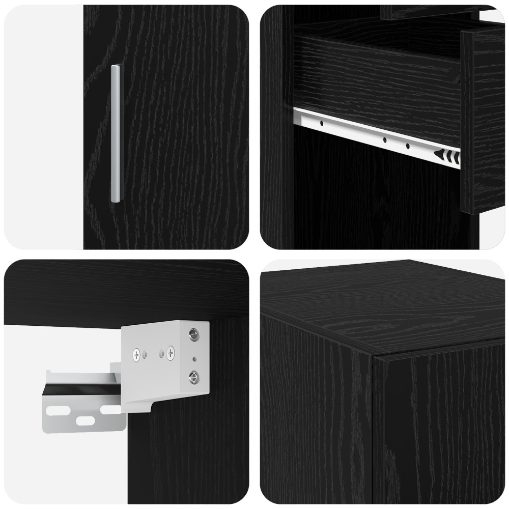 Produktbild för Förvaringsskåp med låda 2 pcs Svart Ek 30 x 42,5 x 225 cm