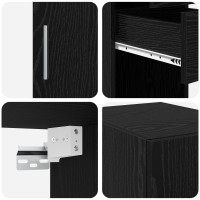 Produktbild för Förvaringsskåp med låda 2 pcs Svart Ek 30 x 42,5 x 225 cm