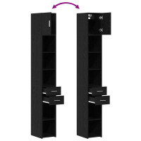 Produktbild för Förvaringsskåp med låda 2 pcs Svart Ek 30 x 42,5 x 225 cm