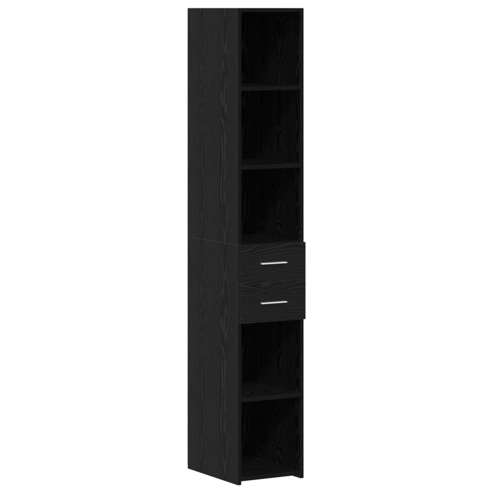 Produktbild för Förvaringsskåp med låda 2 pcs Svart Ek 30 x 42,5 x 225 cm
