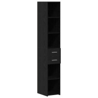 Produktbild för Förvaringsskåp med låda 2 pcs Svart Ek 30 x 42,5 x 225 cm