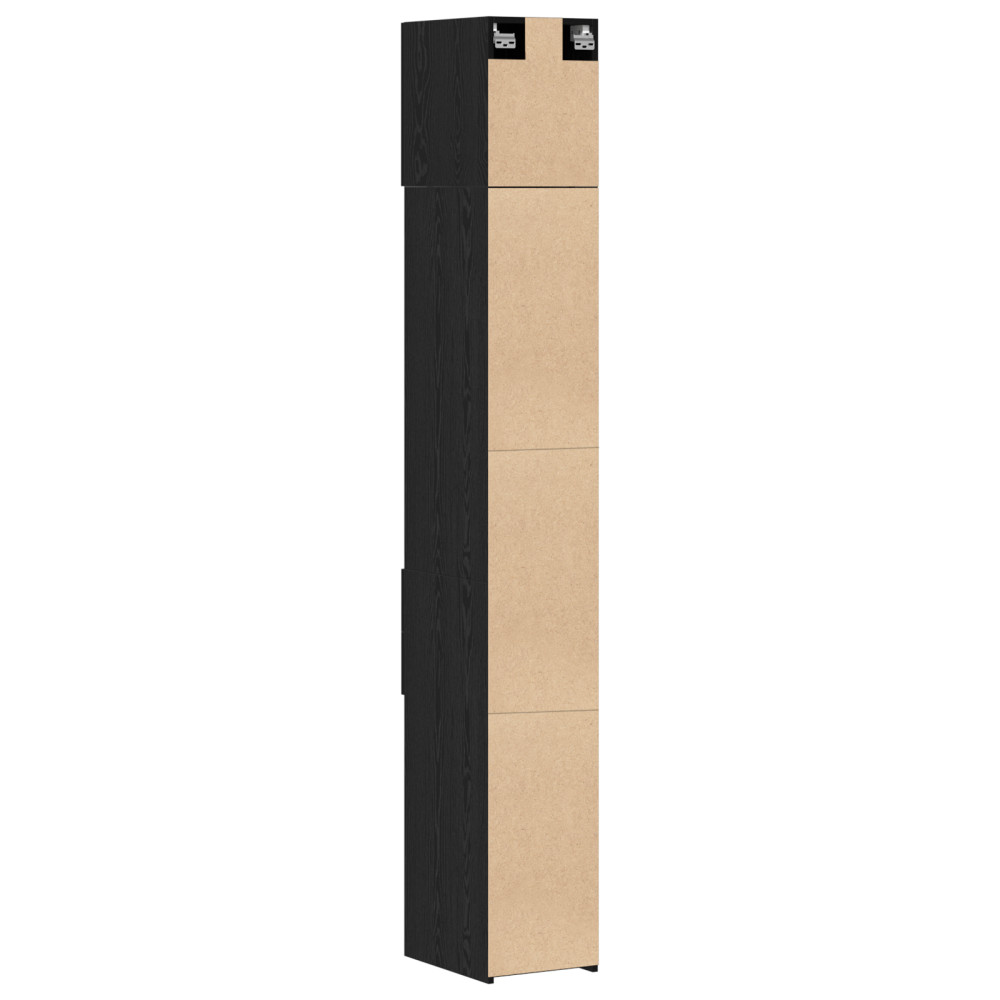 Produktbild för Förvaringsskåp med låda 2 pcs Svart Ek 30 x 42,5 x 225 cm