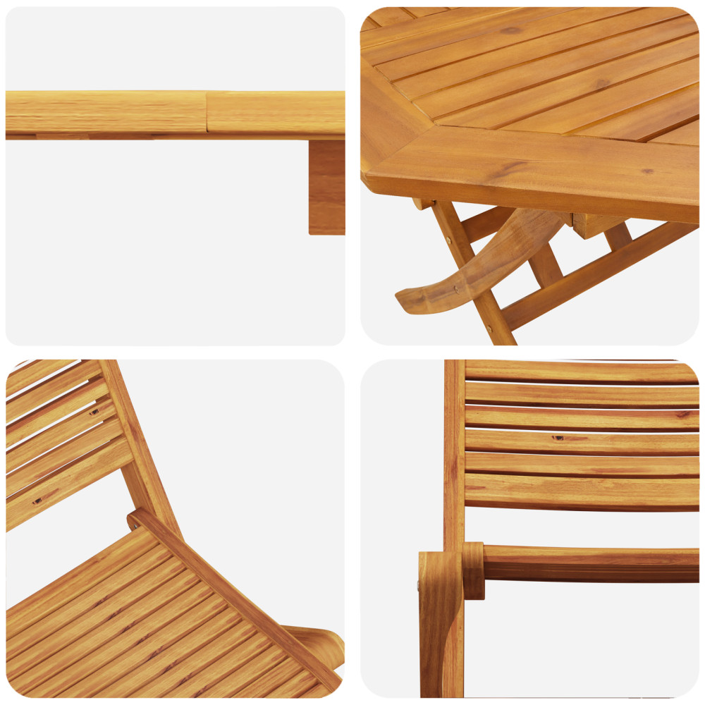Produktbild för Fällbart bistroset 3 pcs Brun Massivt Akaciaträ