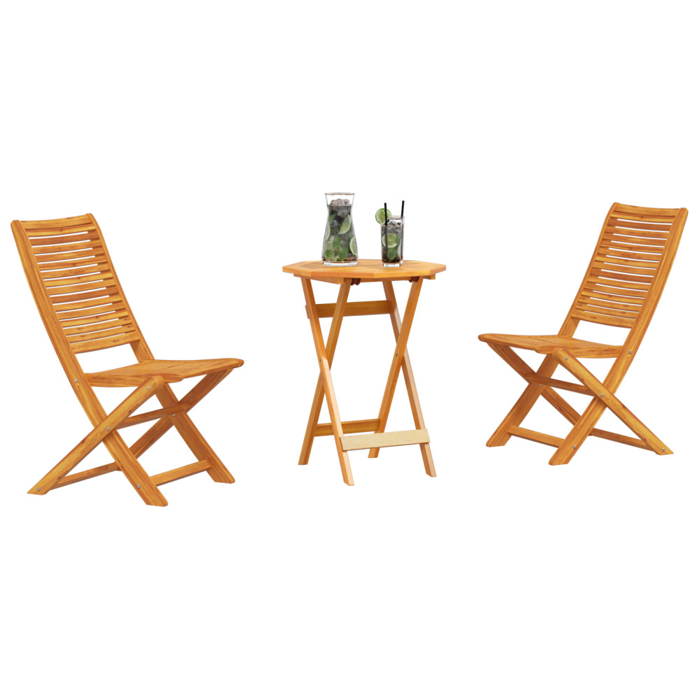 Produktbild för Fällbart bistroset 3 pcs Brun Massivt Akaciaträ