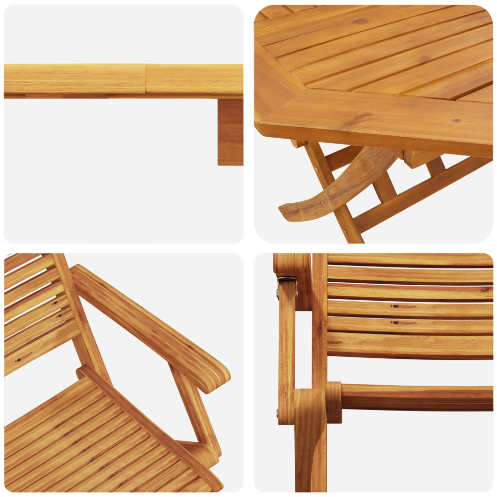 Produktbild för Fällbart bistroset 3 pcs Brun Massivt Akaciaträ