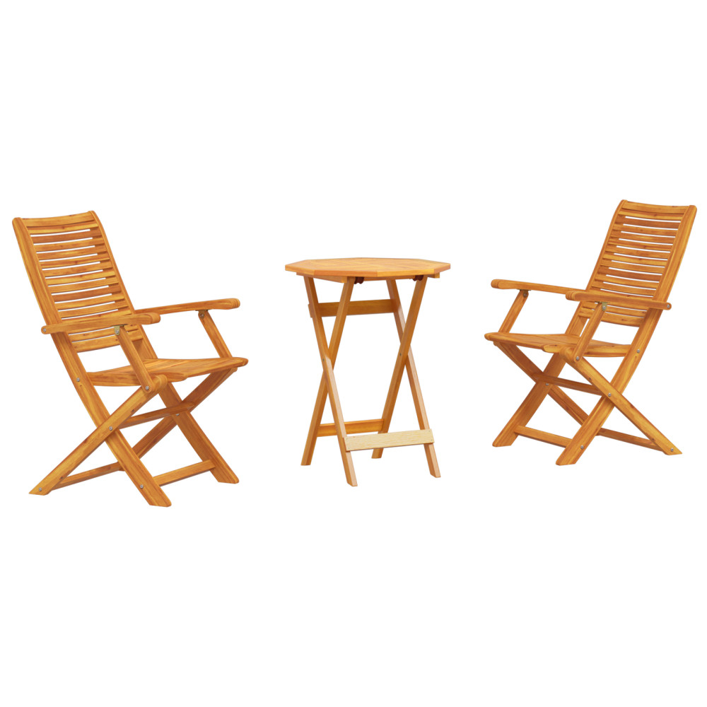 Produktbild för Fällbart bistroset 3 pcs Brun Massivt Akaciaträ