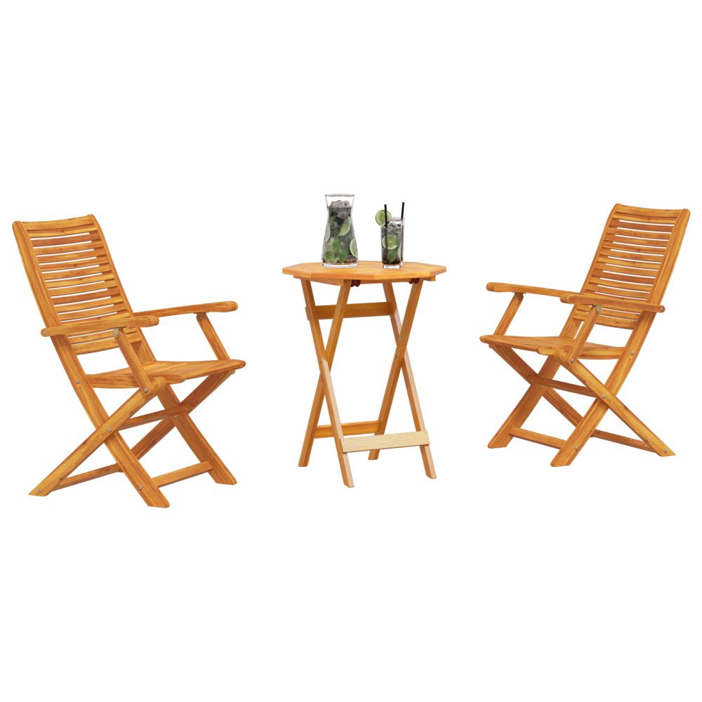 Produktbild för Fällbart bistroset 3 pcs Brun Massivt Akaciaträ