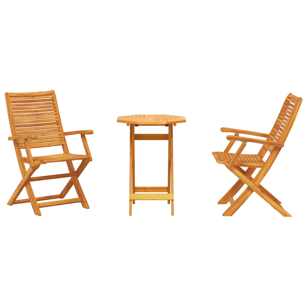 Produktbild för Fällbart bistroset 3 pcs Brun Massivt Akaciaträ