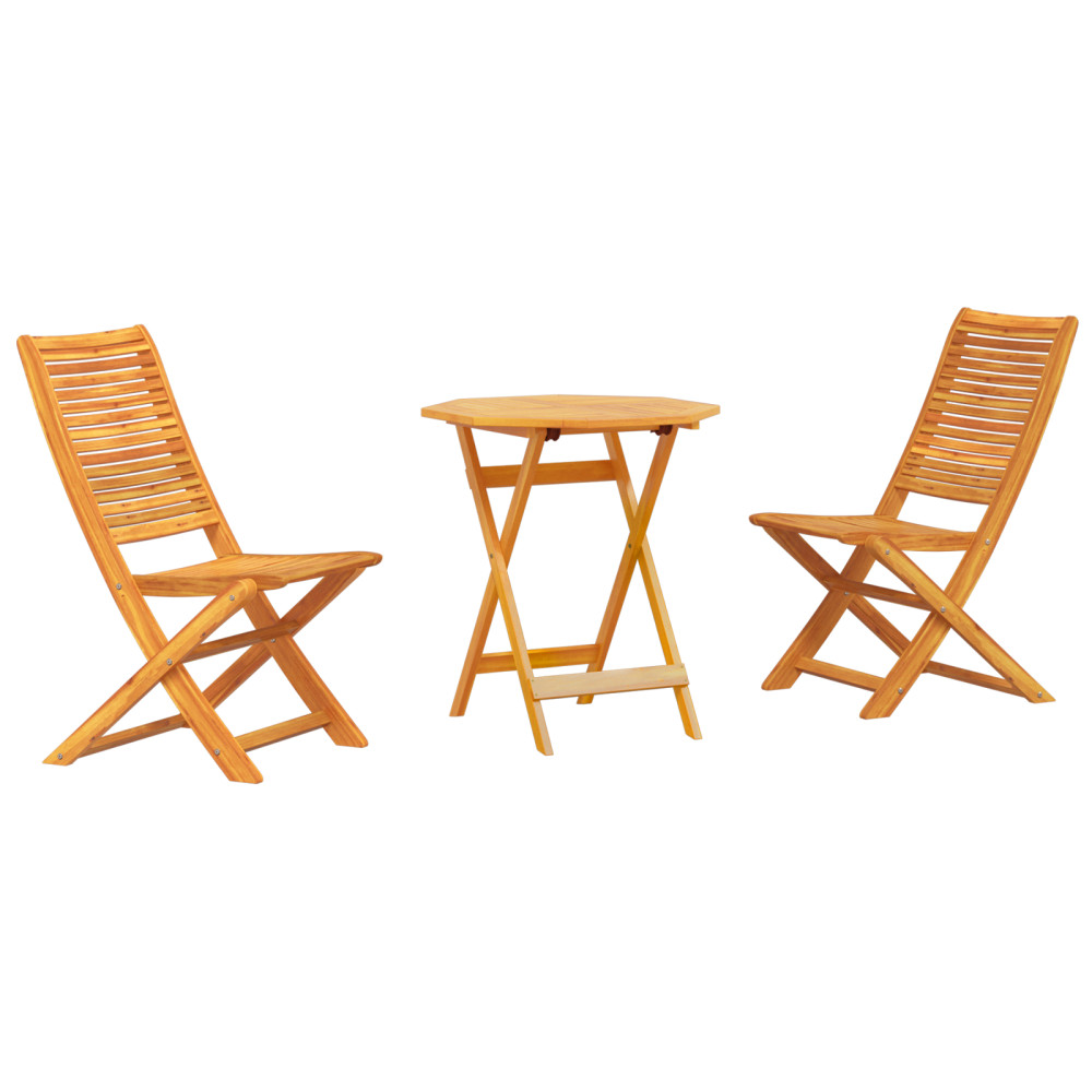 Produktbild för Fällbart bistroset 3 pcs Brun Massivt Akaciaträ