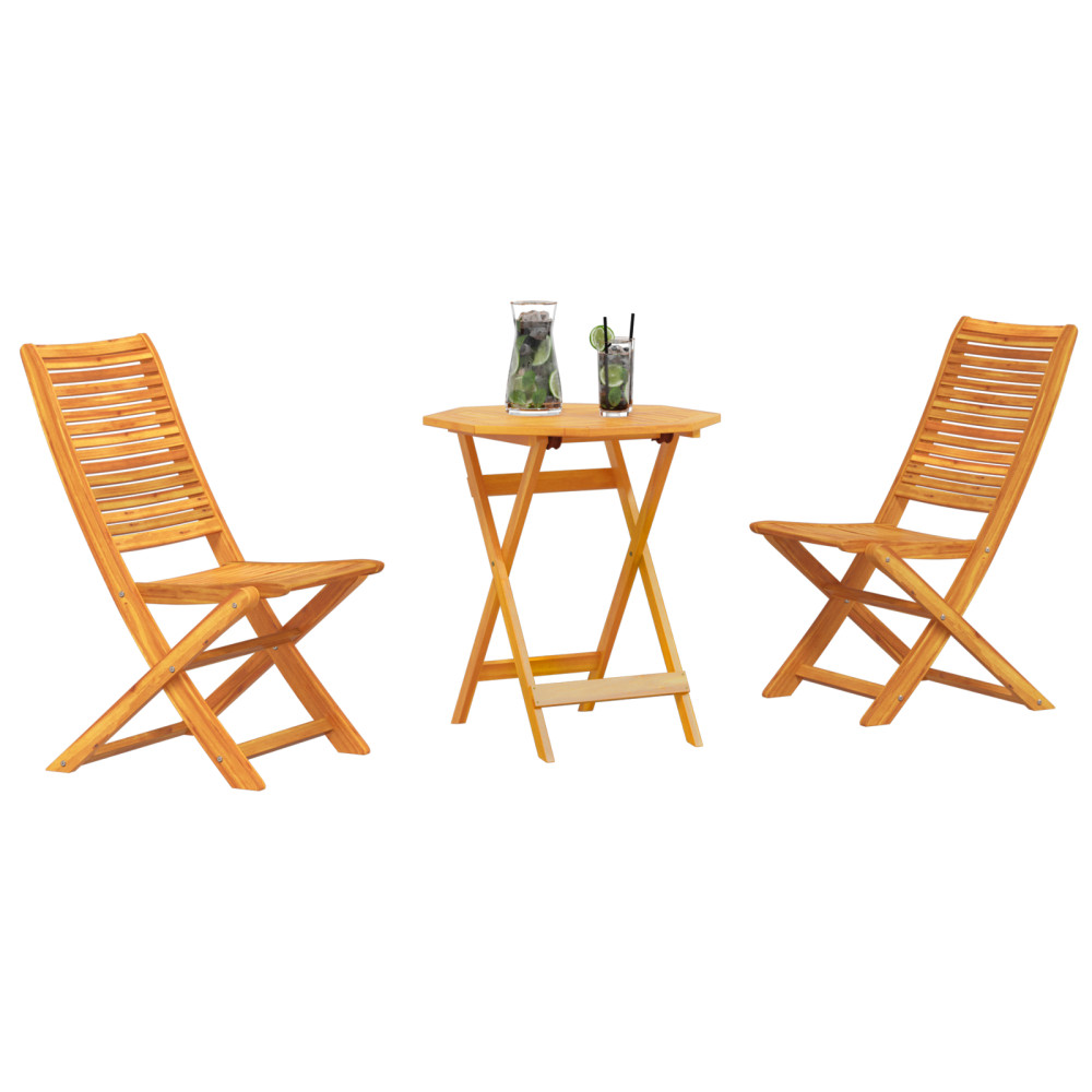 Produktbild för Fällbart bistroset 3 pcs Brun Massivt Akaciaträ