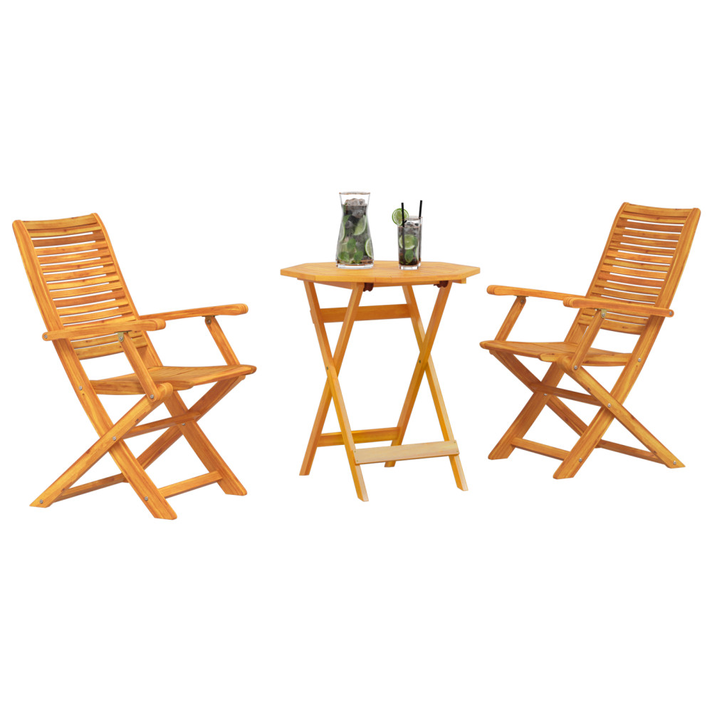 Produktbild för Fällbart bistroset 3 pcs Brun Massivt Akaciaträ