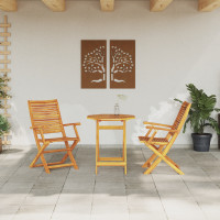 Produktbild för Fällbart bistroset 3 pcs Brun Massivt Akaciaträ
