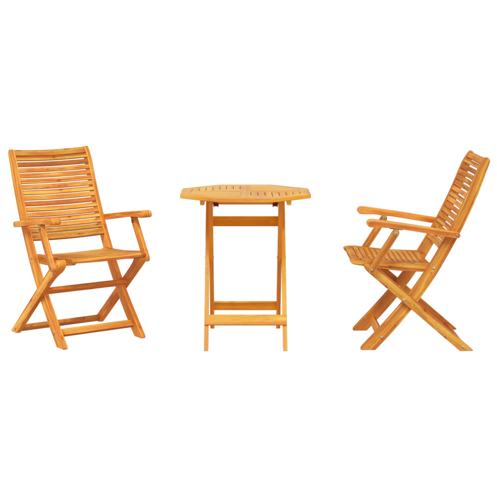 Produktbild för Fällbart bistroset 3 pcs Brun Massivt Akaciaträ