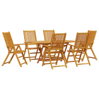 Produktbild för Trädgårdsmöbelset 7 pcs Brun Massivt Akaciaträ