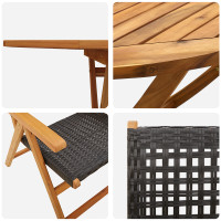 Produktbild för Trädgårdsmöbelset 5 pcs Svart Massivt Akaciaträ