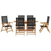 Produktbild för Trädgårdsmöbelset 7 pcs Svart Massivt Akaciaträ