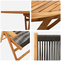 Produktbild för Trädgårdsmöbelset 7 pcs Svart Massivt Akaciaträ