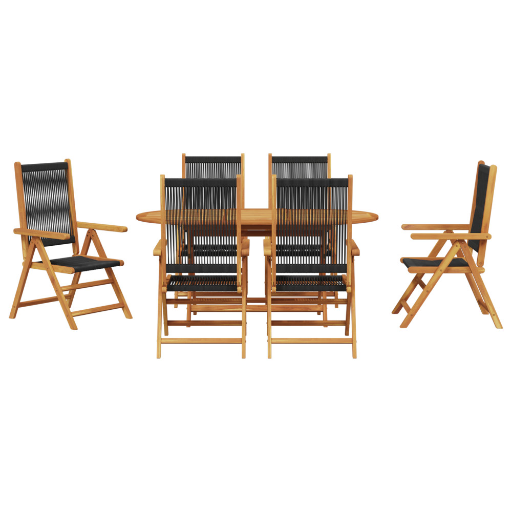 Produktbild för Trädgårdsmöbelset 7 pcs Svart Massivt Akaciaträ