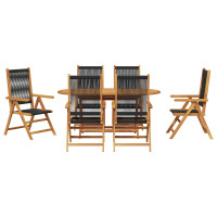 Produktbild för Trädgårdsmöbelset 7 pcs Svart Massivt Akaciaträ
