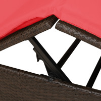 Produktbild för Dubbel solstol med gardiner Röd 205 x 129 x 200 cm konstrotting