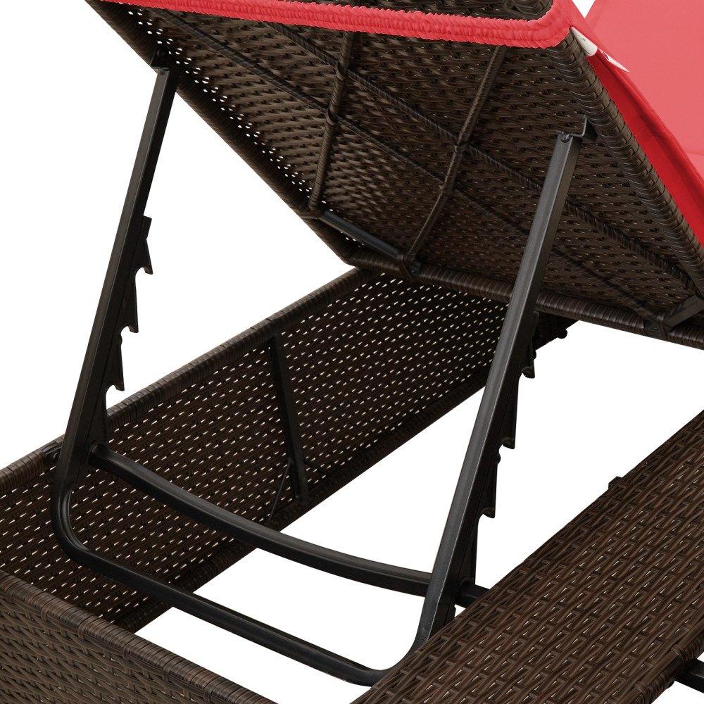 Produktbild för Dubbel solstol med gardiner Röd 205 x 129 x 200 cm konstrotting