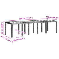 Produktbild för Trädgårdsbord Brun 300 x 100 x 73 cm konstrotting