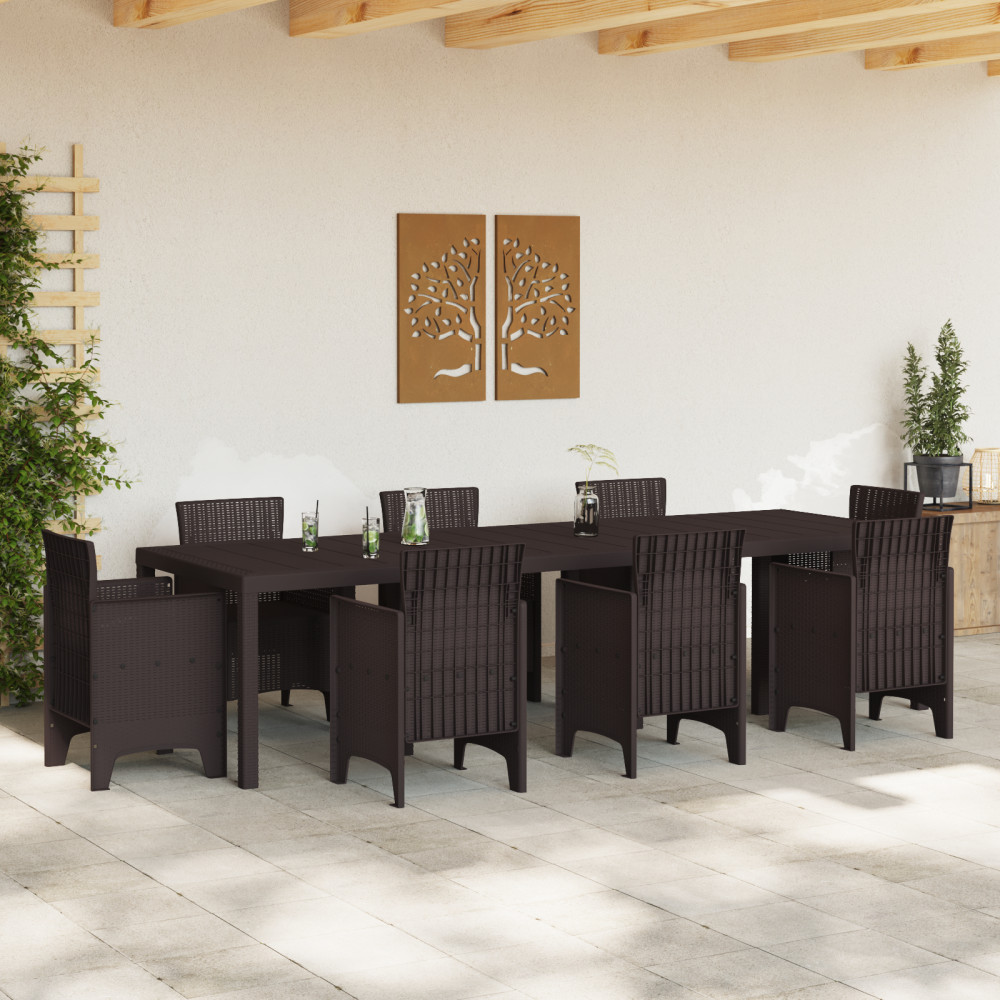 Produktbild för Trädgårdsbord Brun 300 x 100 x 73 cm konstrotting