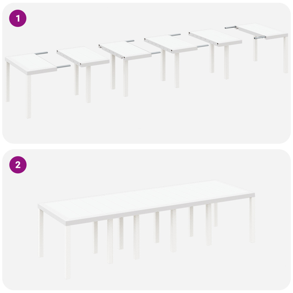 Produktbild för Trädgårdsbord Vit 300 x 100 x 73 cm konstrotting