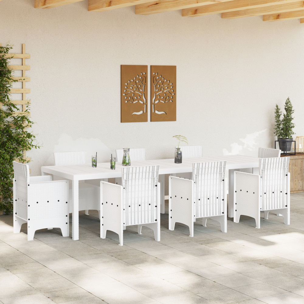 Produktbild för Trädgårdsbord Vit 300 x 100 x 73 cm konstrotting