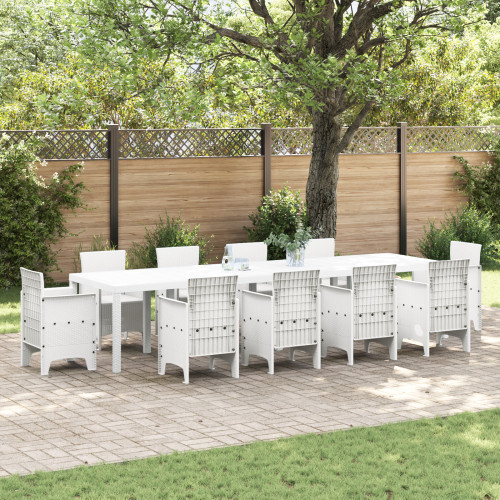 vidaXL Trädgårdsbord Vit 350 x 100 x 74 cm konstrotting