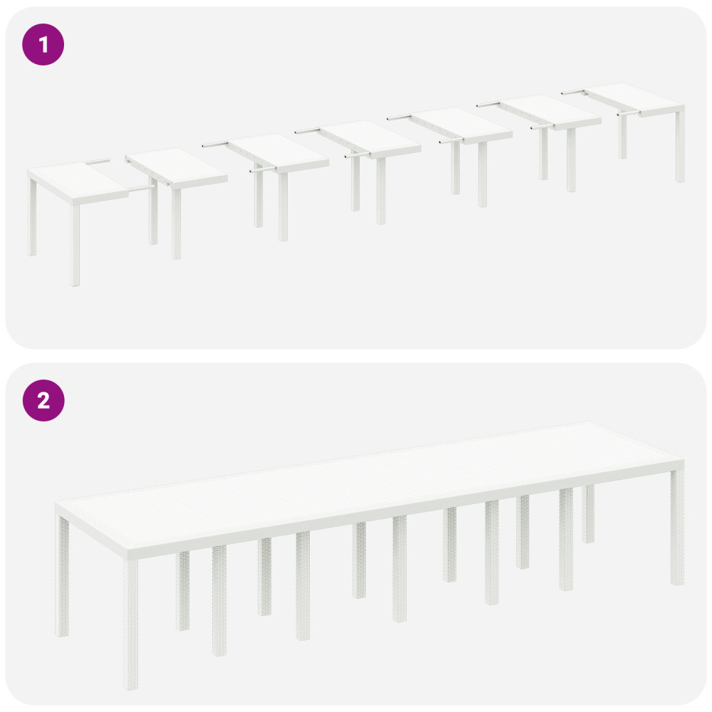 Produktbild för Trädgårdsbord Vit 350 x 100 x 74 cm konstrotting