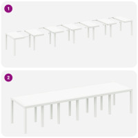 Produktbild för Trädgårdsbord Vit 350 x 100 x 74 cm konstrotting