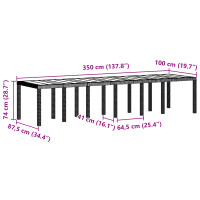 Produktbild för Trädgårdsbord Vit 350 x 100 x 74 cm konstrotting