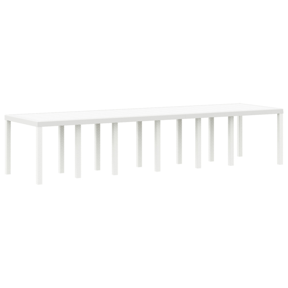 Produktbild för Trädgårdsbord Vit 350 x 100 x 74 cm konstrotting