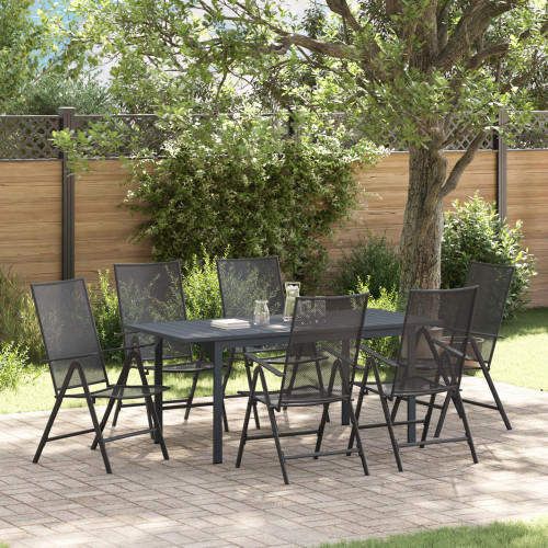 vidaXL Trädgårdsmöbelset 7 pcs Antracit Pulverlackerad stål