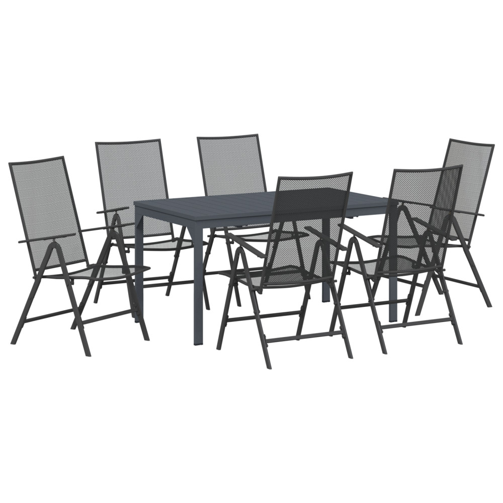Produktbild för Trädgårdsmöbelset 7 pcs Antracit Pulverlackerad stål
