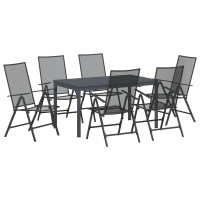 Produktbild för Trädgårdsmöbelset 7 pcs Antracit Pulverlackerad stål