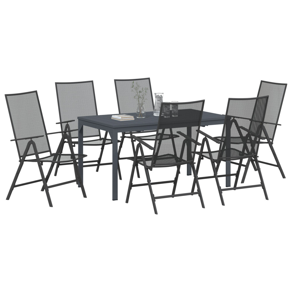 Produktbild för Trädgårdsmöbelset 7 pcs Antracit Pulverlackerad stål