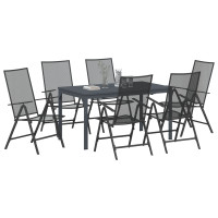 Produktbild för Trädgårdsmöbelset 7 pcs Antracit Pulverlackerad stål