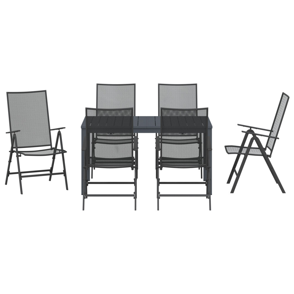 Produktbild för Trädgårdsmöbelset 7 pcs Antracit Pulverlackerad stål