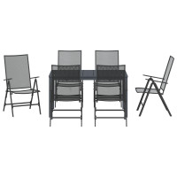Produktbild för Trädgårdsmöbelset 7 pcs Antracit Pulverlackerad stål