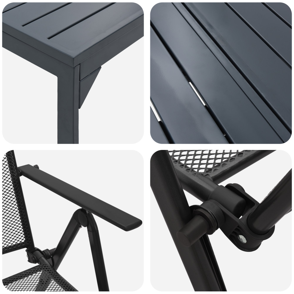 Produktbild för Trädgårdsmöbelset 7 pcs Antracit Pulverlackerad stål