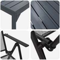Produktbild för Trädgårdsmöbelset 7 pcs Antracit Pulverlackerad stål