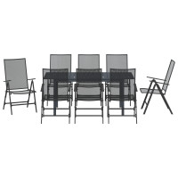 Produktbild för Trädgårdsmöbelset 9 pcs Antracit Pulverlackerad stål