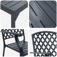 Produktbild för Trädgårdsmöbelset 7 pcs Antracit Pulverlackerad stål