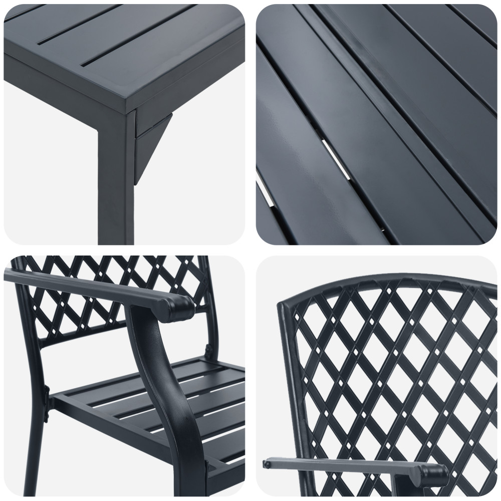Produktbild för Trädgårdsmöbelset 9 pcs Antracit Pulverlackerad stål
