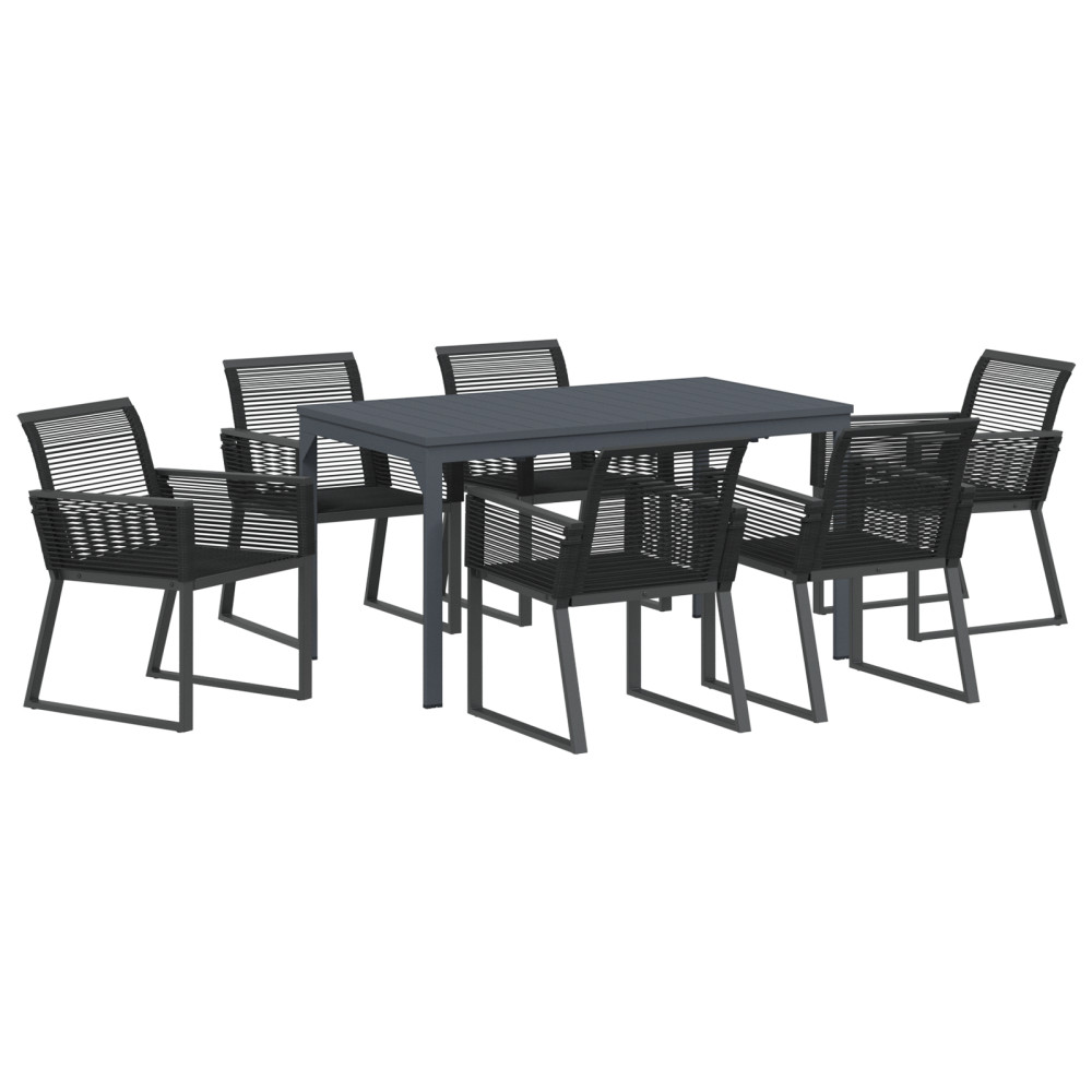 Produktbild för Trädgårdsmöbelset 7 pcs Svart konstrotting