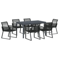 Produktbild för Trädgårdsmöbelset 7 pcs Svart konstrotting