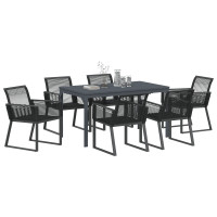 Produktbild för Trädgårdsmöbelset 7 pcs Svart konstrotting