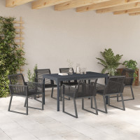 Produktbild för Trädgårdsmöbelset 7 pcs Svart konstrotting